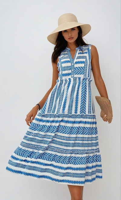 Robe d’Été Sans Manches Léa – Légèreté et Élégance avec Volants Erlisa